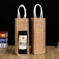 Sacs d'emballage pour spiritueux en jute, pochettes à vin personnalisées imprimées avec fenêtre transparente pour bouteilles