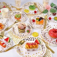 Assiettes en papier style américain gaufrées or, jetables, pour décoration de fête d'anniversaire, vente en gros du fabricant, en stock, best-seller