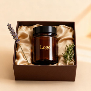 럭셔리 라운드 화장품 유리 항아리 리필 가능한 빈 미니 아이 & 페이스 크림 5g/10ml 앰버 (금 뚜껑 포함) 에센셜 오일 용 상자 - Product Image 3