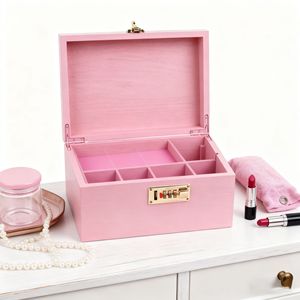 Herbal <b>Mix</b> <b>Box</b> With Rolling Tray Lockable Storage Case For Smoking Accessories Pink Rectangular Design - Product Image 4