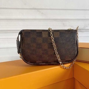 European American Letter Plaid Genuine Leather Women Lightweight <b>Small</b> Crossbody Daily Shoulder <b>Handbag</b> - Product Image 3