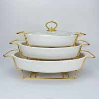 Marmite à soupe ovale en céramique marbrée avec couvercle en verre, design européen, double anse, finition mate, compatible lave-vaisselle et induction, personnalisable avec logo