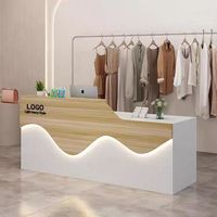 Comptoir de réception personnalisé en bois blanc marbre avec lumière LED pour SPA Barbershop Furniture