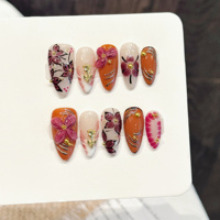 Colección Diseño 3301-3400, 10 Uñas Postizas de Alta Calidad, Hechas a Mano, Almendradas, Cuadradas, Tipo Ataúd, Cortas y Largas, Acrílicas, Artificiales