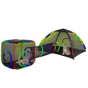 Parc de jeu 3-en-1 arc-en-ciel BSCI avec tunnel pour lapins, chats, furets et petits animaux – Enclos pour grands chats - Product Image 1