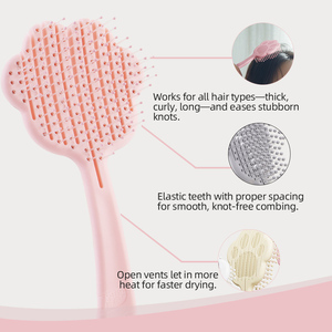 Peigne de massage à logo personnalisé, brosse démêlante ventilée <span class=keywords><strong>pour</strong></span> cheveux bouclés, imperméable, écologique, <span class=keywords><strong>pour</strong></span> salon de coiffure - Product Image 6