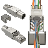 Konektor Jaringan RJ45 Shielded Cat6 Gigabit Kecepatan Tinggi, Pemasangan Lapangan Tanpa Alat, Sinyal Ethernet Stabil, Berbahan Seng