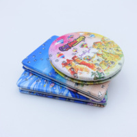 Miroir de poche à maquillage de luxe personnalisé en métal, mignon, orné de marque, rectangle, logo personnalisé, miroir en cuir avec diamant
