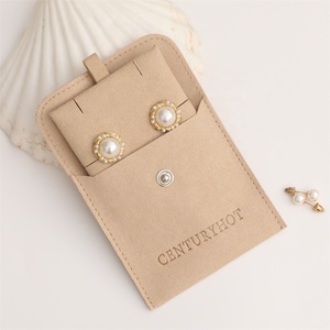 PUPPYSEW Microfiber <b>Sand</b> <b>Color</b> Jewelry Bag with Insert Pad Jewelry Pouch With Button Necklace Packaging Bag With Logo - Product Image 1