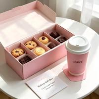 Juego de Cajas de Embalaje para Panadería con Logotipo Personalizado, Caja de Papel con Cajón para Regalo, Caja para Galletas y Donuts, Embalaje de Alimentos Portátil, Reciclable y Desechable