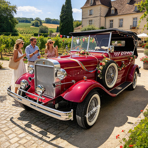 Voiture électrique vintage classique au corps courbé et élancé, forme rétro intemporelle pour séance photo de mariage - Product Image 1
