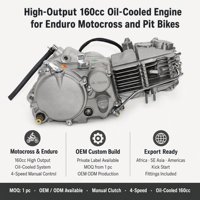 Moteur de moto tout-terrain Yinxiang 160cc refroidi par huile, embrayage manuel, démarrage au kick, 4 vitesses, fourni par l'usine