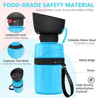 Gobelet à boire pour animaux en silicone écologique de 18 oz/300 ml, bol imperméable, distributeur d'eau portable pour chien, bouteille de voyage
