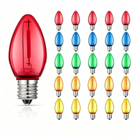 Ampoule LED C7 en plastique 1W DC24V AC110V AC220V, ampoule à filament E12 de remplacement pour guirlandes lumineuses décoratives de Noël