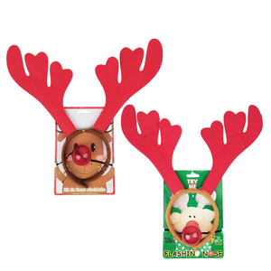 Giáng sinh trang trí Màu Đỏ Tuần Lộc dẫn mũi và gạc tóc phụ kiện lễ hội Giáng sinh ánh sáng lên Headband - Product Image 1