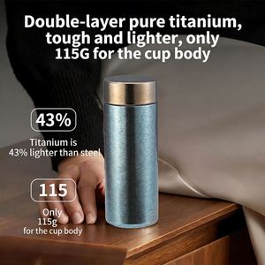 Bouteille d'eau isotherme en titane pur à double paroi haut de gamme avec logo personnalisé / Tasse en métal pour usage professionnel et en voyage - Product Image 2