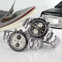 Montre automatique mécanique pour homme en acier inoxydable 316L, chronographe vintage 10 ATM avec saphir et logo personnalisé, vente en gros