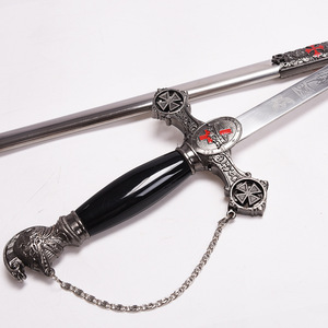 Thanh kiếm biểu diễn nghi lễ của hiệp sĩ Phương Tây phong cách Châu Âu mạ bạc khắc chữ thập Đỏ hiệp sĩ chỉ huy thanh kiếm - Product Image 1