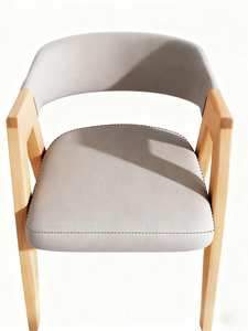 Silla de Comedor Moderna Japandi de Roble Macizo con Respaldo Curvo Desmontable y Reposabrazos de Madera Integrados para Hogar, Cafetería, Comedor y Sala de Estar - Product Image 5