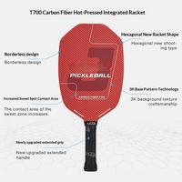 Raquettes de pickleball en fibre de carbone personnalisées, fabriquées par un fabricant OEM, pressées à chaud, à grand sweet-spot, pour offensif