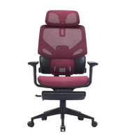 Chaise de bureau de direction réglable entièrement en maille, pivotante, moderne, ergonomique, avec support lombaire, repose-pieds durable et base à cinq étoiles en tissu