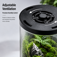 Terrarium en verre borosilicate de haute qualité avec éclairage LED pour culture et ventilation réglable, vase en verre pour micro-paysage