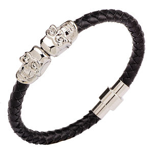 Vnox — <span class=keywords><strong>bracelet</strong></span> en améthyste pour homme et femme, bijou personnalisé, <span class=keywords><strong>de</strong></span> haute qualité, porte-bonheur, style punk, avec crâne bleu, <span class=keywords><strong>oeil</strong></span> <span class=keywords><strong>de</strong></span> mort - Product Image 4
