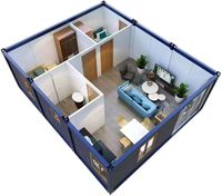 Maison de conteneur extensible pliable modulaire préfabriquée mobile de luxe de 20 pieds avec 2 chambres à coucher et une salle de bain complète
