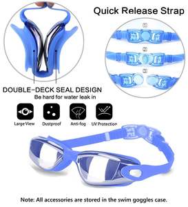防曇スイムゴーグル大人、水泳帽とノーズクリップが含まれています、<span class=keywords><strong>UV</strong></span>偏光スイミングゴーグル、男性女性スイムゴーグル - Product Image 2