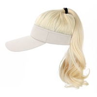 Casquette de baseball ajustable Mumeng pour extérieur avec perruque queue de cheval ondulée marron/noir/rose pour femme, résistante à la chaleur, en fibre haute température