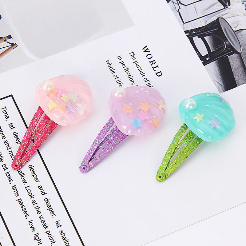 Оптовая продажа, милая заколка в виде ракушек, детская заколка для волос, красочные украшения для волос, аксессуары для детей, украшения для девочек, подарки на день рождения