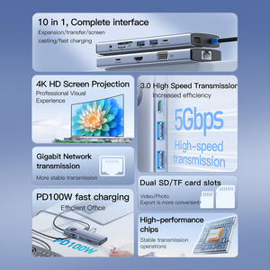 Mindpure - Estación de Conexión USB C 10 en 1 con HDMI, VGA, USB 3.0, Gigabit RJ45 Ethernet, Adaptador Multipuerto PD para Dell <span class=keywords><strong>XPS</strong></span> ThinkPad - Product Image 2