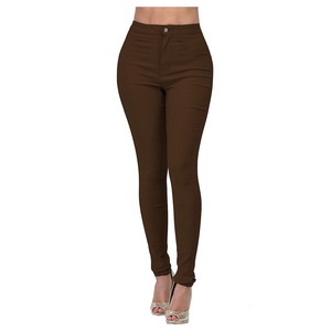 Pantalones vaqueros ajustados personalizables negros de mujer al por mayor, pantalones vaqueros de talla XL con logotipo personalizado en la cintura, estilo elástico informal para mujer - Product Image 3