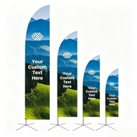 Drapeau de plage personnalisé de qualité supérieure, double face, couleur pleine, sublimation par transfert thermique, avec base croisée robuste pour les programmes d'affichage en grande volume
