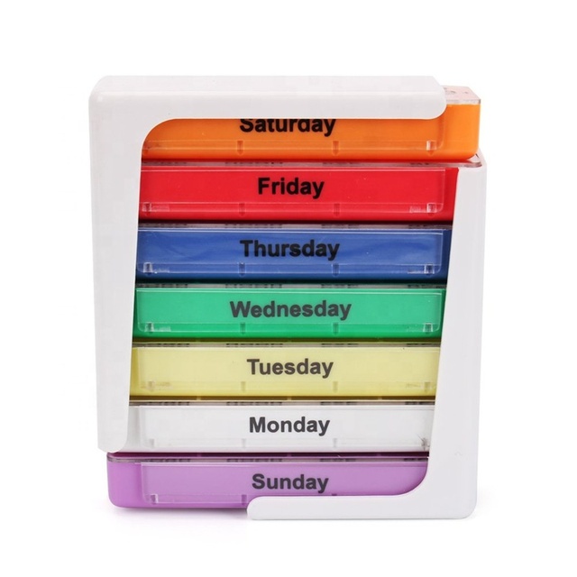 7 Day 4 Times Pill Organizer Weekly Pill Box Compartment Plastic Pill Dispenser for Travel Wholesale