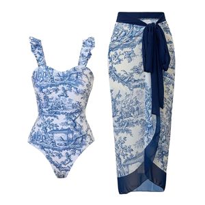 Maillot <span class=keywords><strong>de</strong></span> <span class=keywords><strong>bain</strong></span> une pièce pour femme avec couverture Sarong Wrap Floral Maillots <span class=keywords><strong>de</strong></span> <span class=keywords><strong>bain</strong></span> 1 pièce Maillot <span class=keywords><strong>de</strong></span> <span class=keywords><strong>bain</strong></span> avec plage Cover up Set - Product Image 3