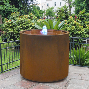 Petite <span class=keywords><strong>fontaine</strong></span> d'eau ronde en acier corten rouillé <span class=keywords><strong>avec</strong></span> éclairage, pour décoration intérieure/extérieure, <span class=keywords><strong>jardin</strong></span>, table ou cour - Product Image 4