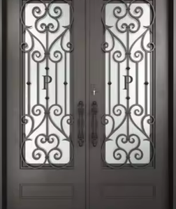 Porte battante moderne en fer forgé, galvanisée, durable, pour usage commercial, revêtement poudré, entrée extérieure, garantie 3 ans, facile à installer - Product Image 1