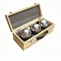 Lot de 3 boules de pétanque en acier de 73 mm avec mesureur en plastique et cordon pour fêtes en plein air