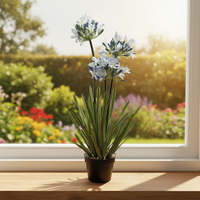 Pot Bunga Agapanthus Buatan Simulasi Tinggi Desain Fashion, Ramah Lingkungan, Tahan Lama, Modern untuk Dekorasi Lanskap Kantor & Taman