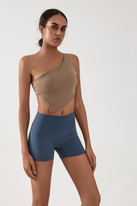 Chaleco sin mangas de un hombro personalizado para mujer, <span class=keywords><strong>camiseta</strong></span> sin mangas deportiva Sexy sin espalda <span class=keywords><strong>con</strong></span> almohadillas para sujetador, sujetador de secado rápido para Yoga y Pilates - Product Image 3