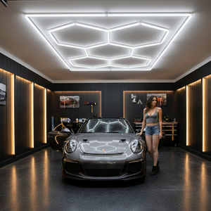 Éclairage LED hexagonal pour zone d'outils de garage, lumière en nid d'abeille, lampes hexagonales pour garage, luminaires de travail durables - Product Image 2