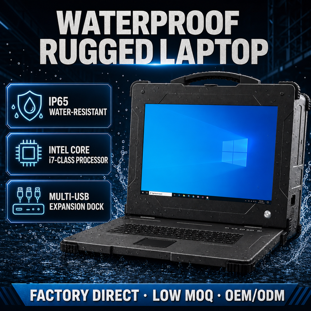 Waterproof Rugged Laptop for Outdoor I7 1260P Industrial Field Work FHD Sunlight Resistant to Cold High Temperatures Computer