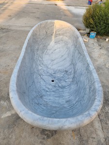 Baignoires ovales en marbre blanc de Carrare italien de 180 cm pour projets de salle de bain - Product Image 4