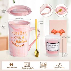 Custom Make Rose Bath Spa Get Well Soon <b>Gifts</b> with <b>Pink</b> Coffee Cup Gold Spoon Rose Scented Candle Birthday <b>Gift</b> Set for Women - Product Image 2