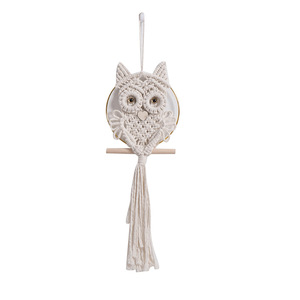 Shixinju Owl Wall <b>Hanging</b> <b>White</b> Cotton Macrame Tassel Home Decor Entryway Living Room Bedroom - Product Image 3
