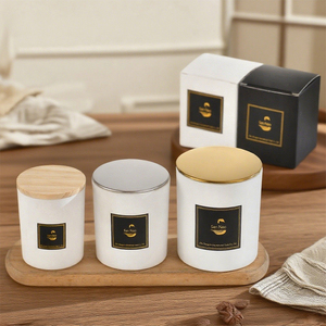 Nuova tendenza riutilizzabile <span class=keywords><strong>Vintage</strong></span> alta tazza di <span class=keywords><strong>vetro</strong></span> borosilicato con coperchio di bambù barattoli di candela all'ingrosso per la candela - Product Image 2