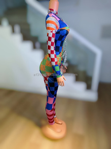 <span class=keywords><strong>Joker</strong></span> Bi coloré épissage personnalisé Street Style mode Sexy combinaison à manches longues serré Performance vêtements - Product Image 4