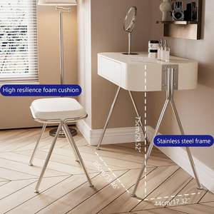 Mobilier de chambre à coucher Planche artificielle d'angle simple Table de toilette moderne avec tiroirs <span class=keywords><strong>et</strong></span> chaise - Product Image 2