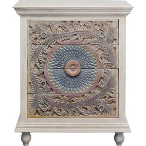 WDN BED SIDE 4 DRWR HANDMADE CARVING - MANGO WOOD Newest Hot selling furniture wholesale - Product Image 1